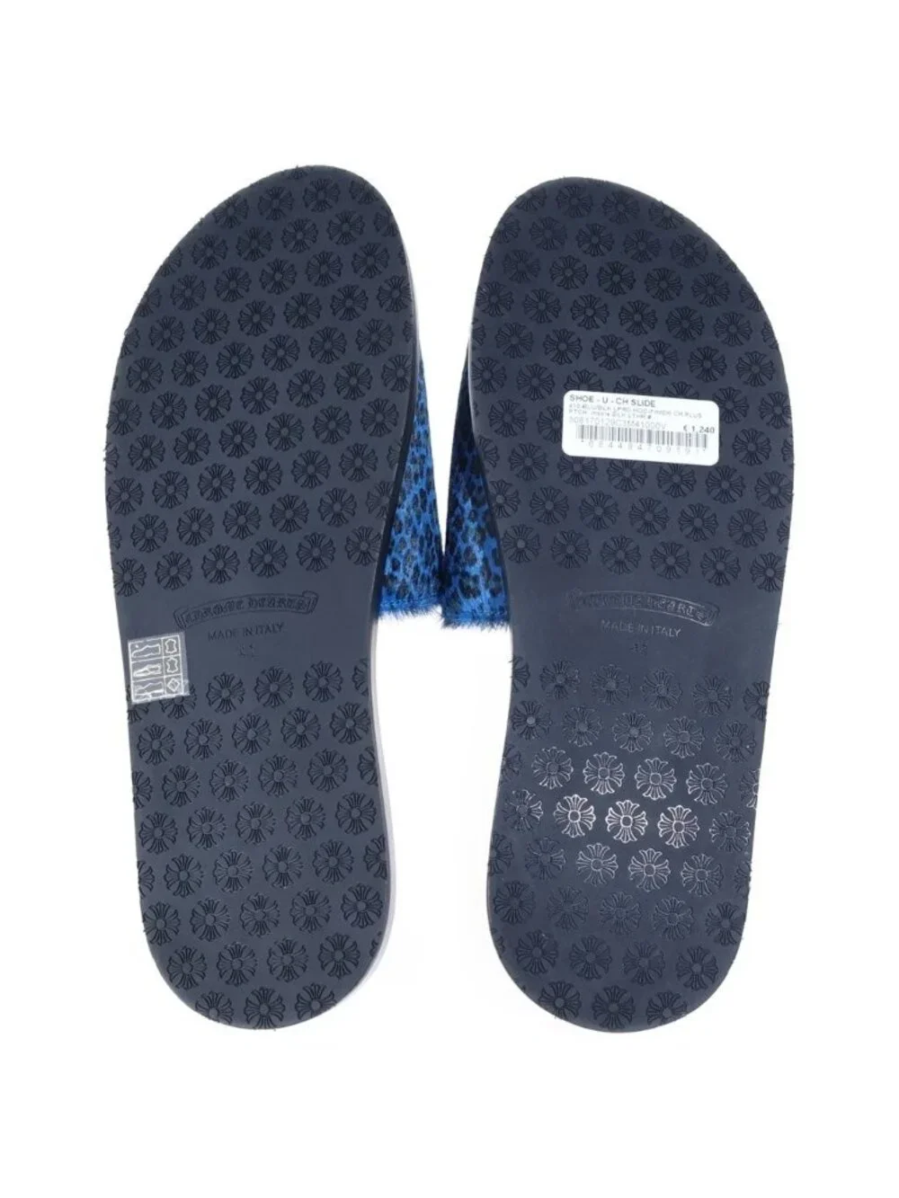 Chrome Hearts CH Slide CH Plus Patch Calf Hair Sandals Blue